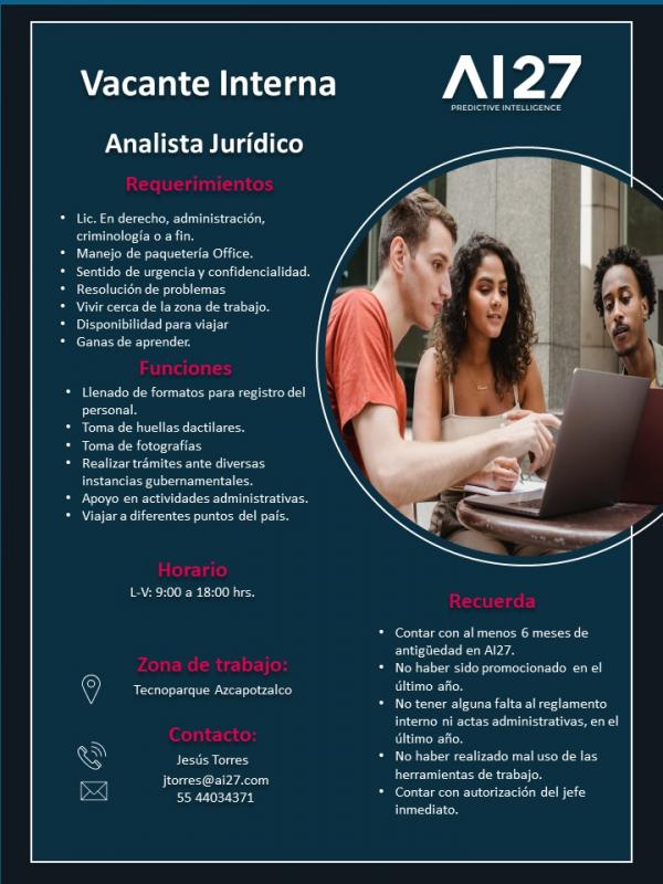 Vacante interna | Analista jurídico